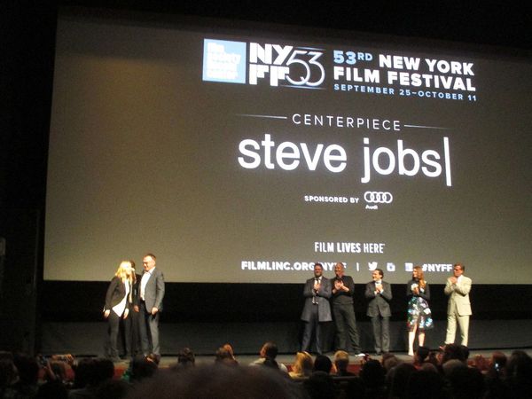 Steve Jobs director Danny Boyle with Kate Winslet, Seth Rogen, Jeff Daniels, Michael Stuhlbarg, Perla Haney-Jardine and Aaron Sorkin